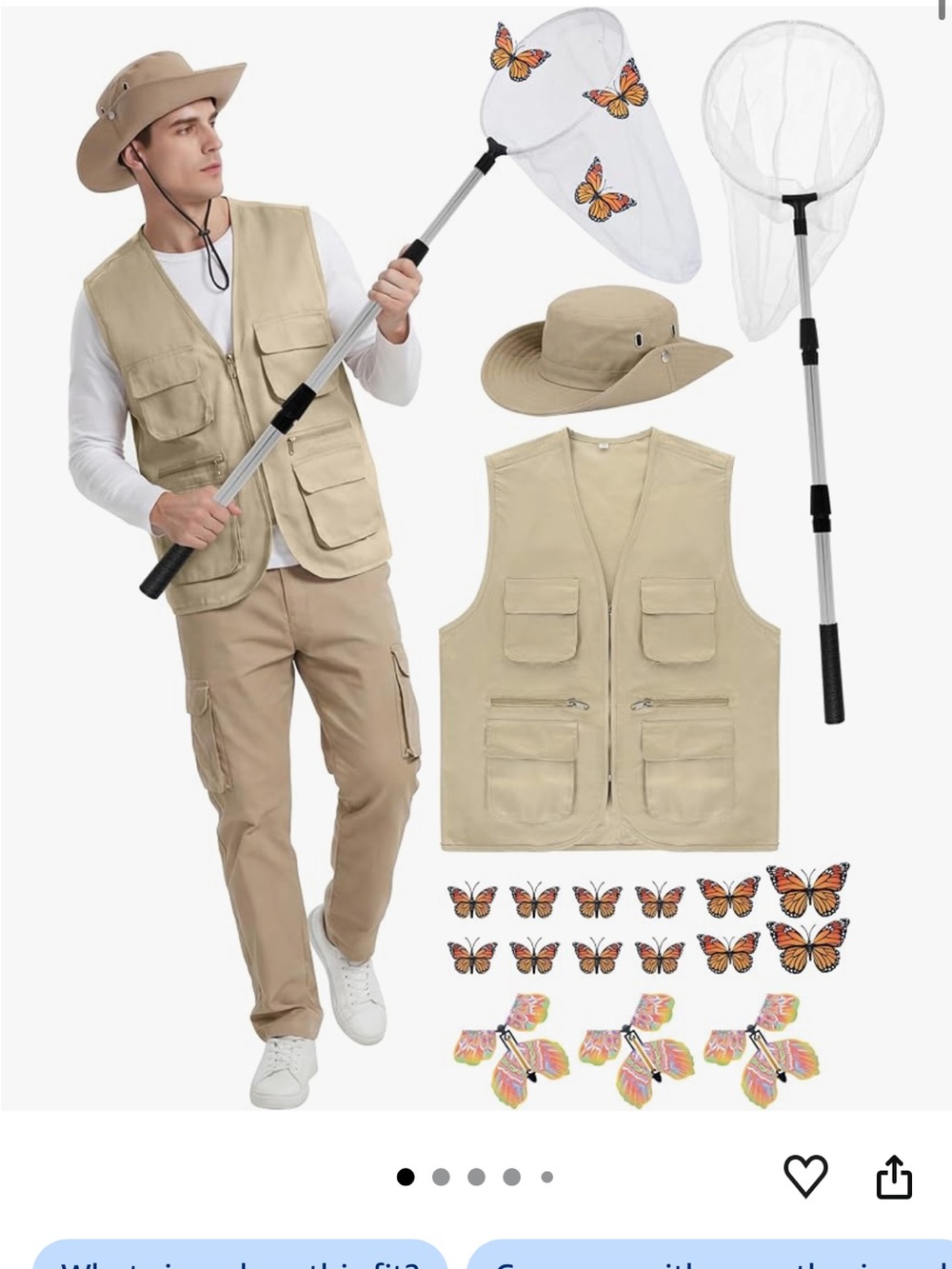 Halloween costume bug catcher or butterfly catcher men’s one size